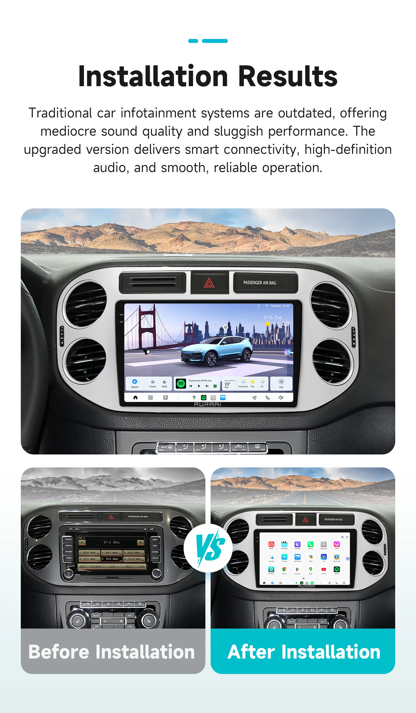 AURAAI X100 Android Auto-Intelligent-Bildschirm für Volkswagen Tiguan 1 NF Insignia UIS7870 GPS DSP 4G BT Auto CarPlay ADAS 360 ° GLAS – Detail 4