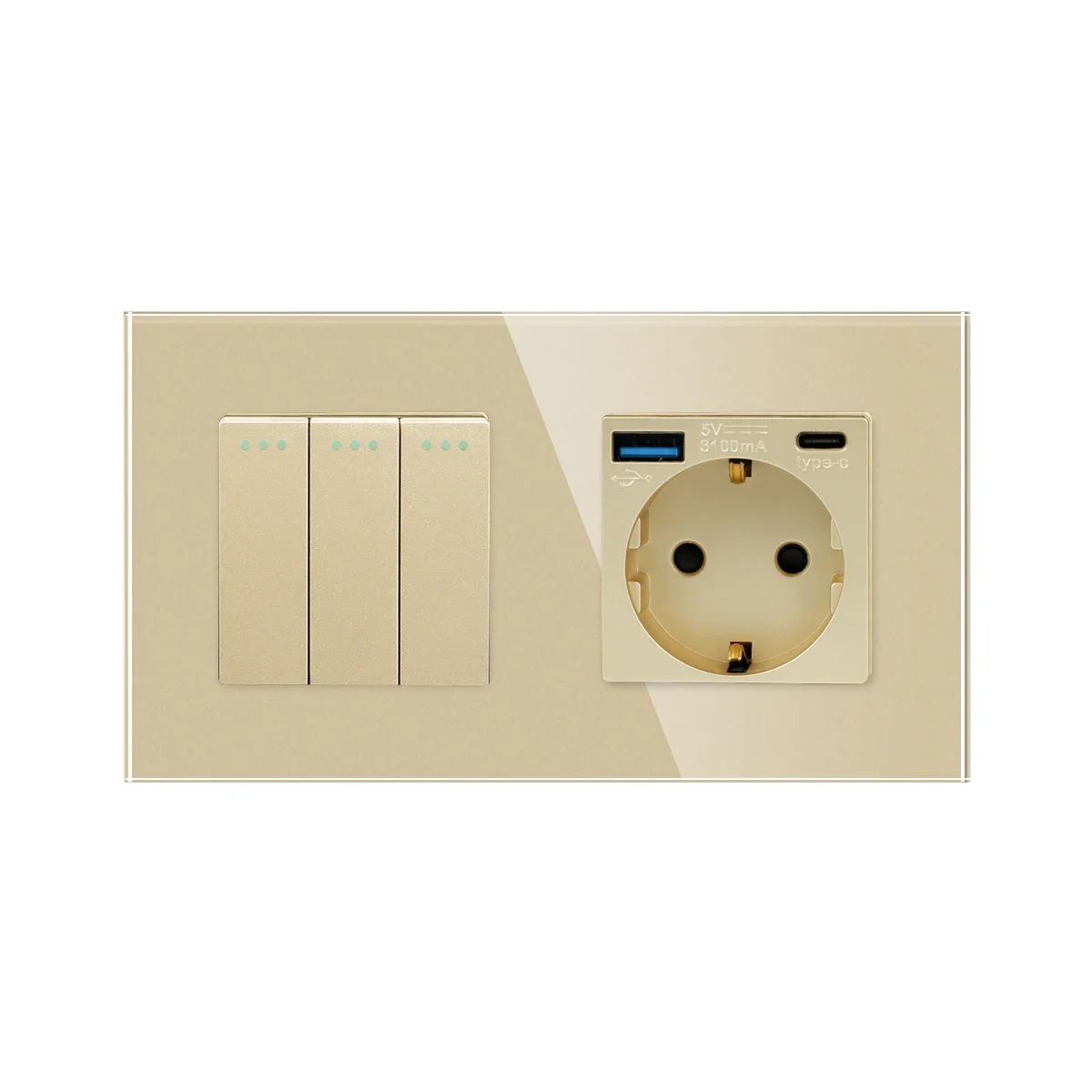 Bingoelec Touch Switch goud en stopcontacten met kristallen glazen paneel Home Improvement