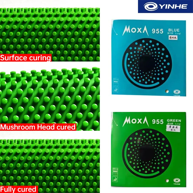 

YINHE 955 Cured Table Tennis Rubber Medium Pips OX Ping Pong Racket Rubber for Defensive & Tricky Play Mushroom Head Green Blue