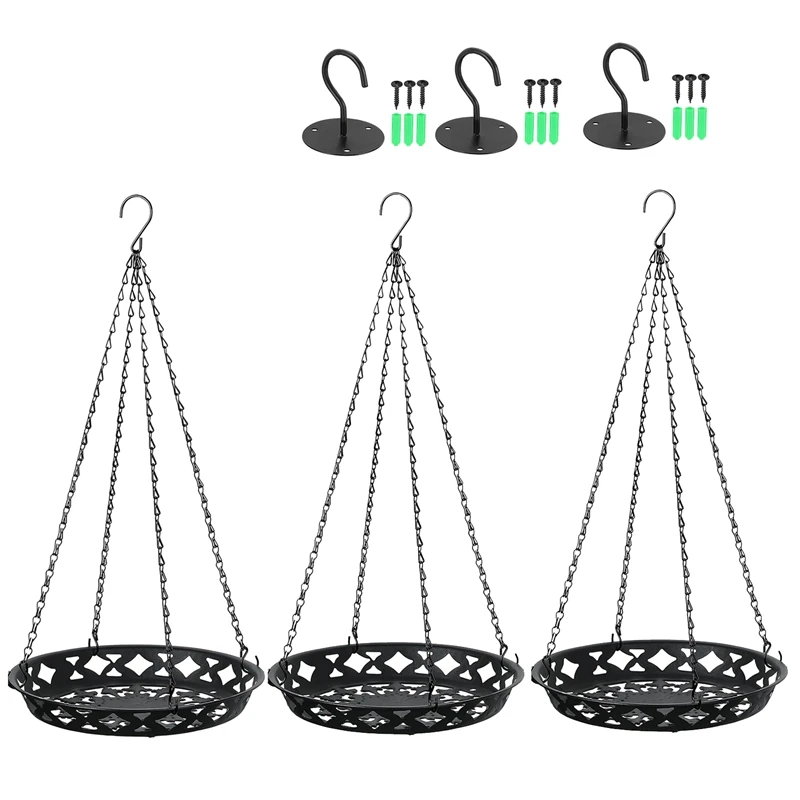 3 Pack Plant Hanger, 12 Inch Metal Hanging Planter For Indoor Outdoor Plants, Decorative Hanging Plant Shelf Durable Easy To Use