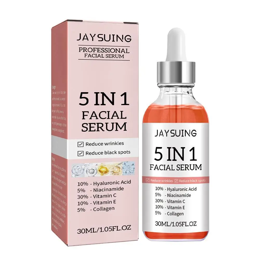 New 5 In 1 Face Serum Moisturizing Whitening Anti Wrinkle Aging Vitamin C Hyaluronic Acid Facial Serum Shrink Pores Skin Care