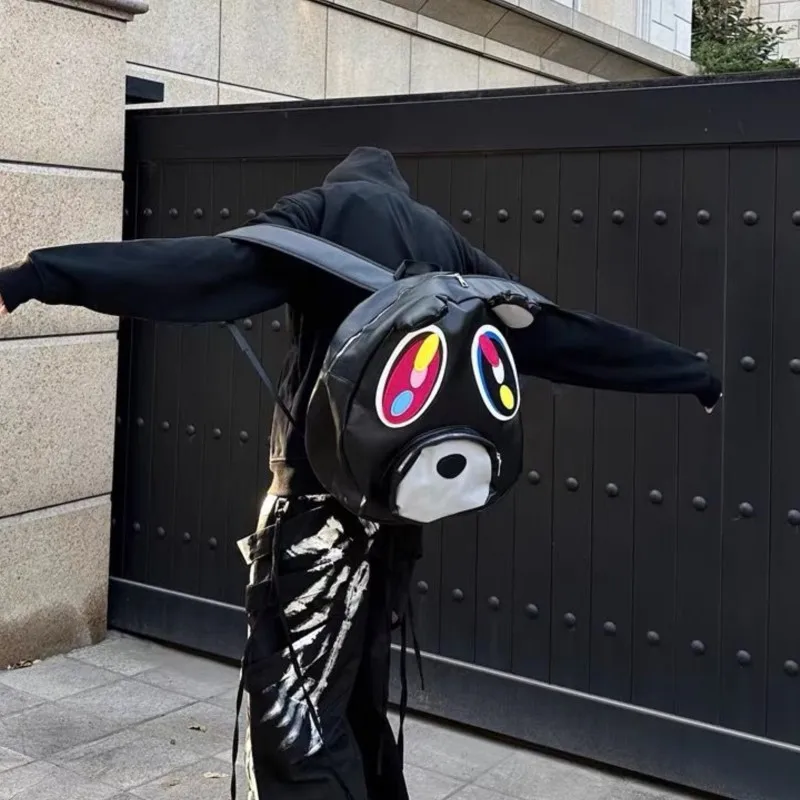 حقيبة ظهر JIAERDI لطيفة ومضحكة على شكل دب أسود للجنسين حقيبة مدرسية ذات سعة كبيرة إبداعية وفريدة من نوعها على الموضة Mochilas Mujer