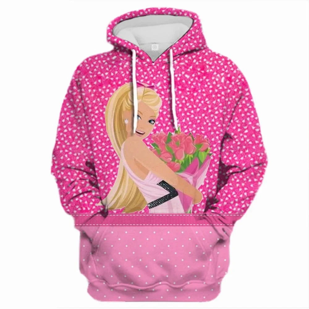 Disney Autumn Adult Children Barbie Hoodie Cartoon Jacket Girls Casual Fashion Clothing Women's Daily Pullover FashionStreetwear