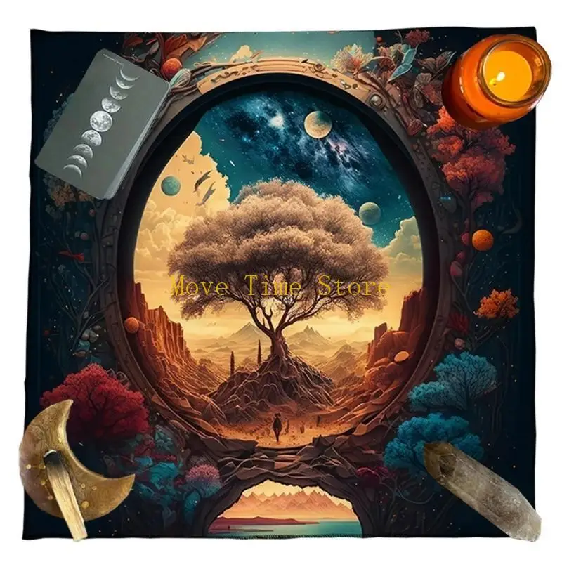 

92ME Гадальные карты Скатерть Древа Жизни Алтари Ткань Карты Таро Скатерть