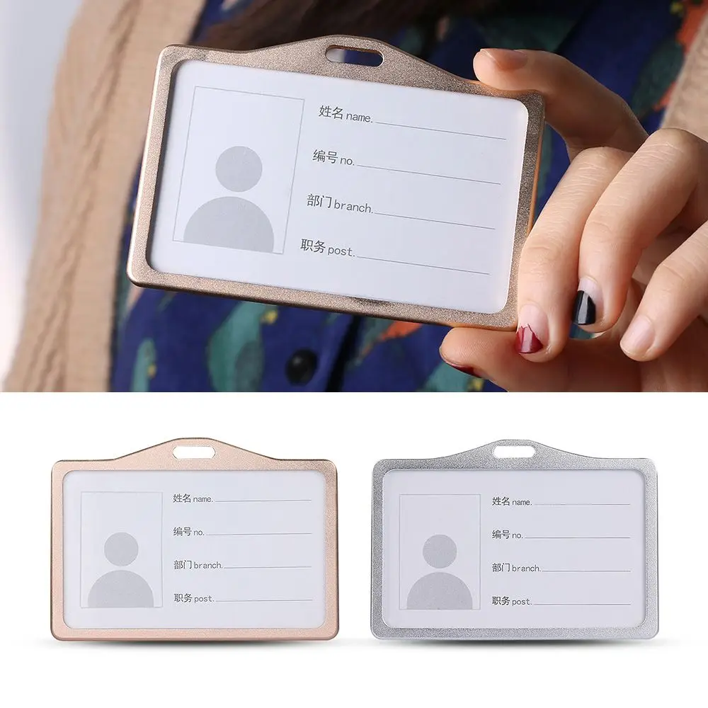 

Exhibition Vertical Metal Aluminum Alloy ID Business Case Name Card Work Card Holders