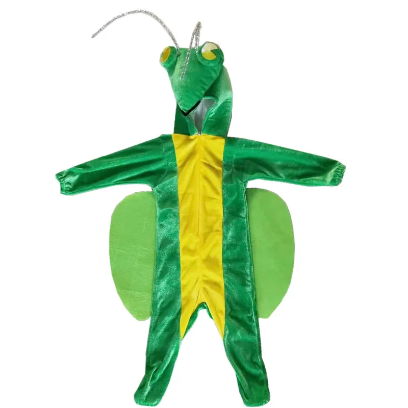 Golden Velvet Pajamas Praying Mantis Animal Insect   Fancy Dress Jumpsuit Children Adults  Gifts  Cosplay     Halloween Costume