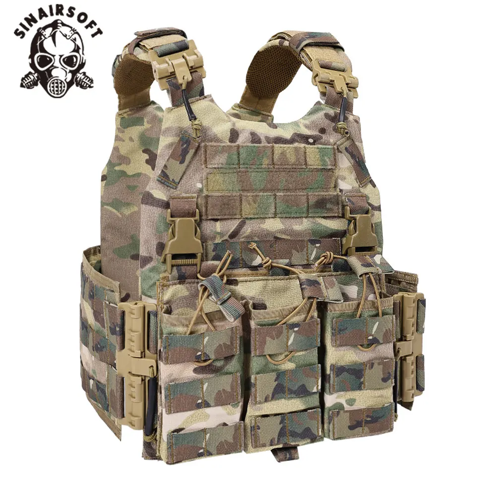 Gilet tattico in nylon SINAIRSOFT con gilet da caccia Chaleco portapiatti multi-camo Molle di sicurezza a sgancio rapido