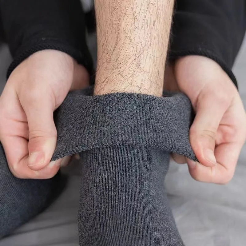 5 пар/мужские носки, хлопковые осенне-зимние утолщенные теплые деловые носки, классические однотонные антибактериальные мужские носки с дезодорантом