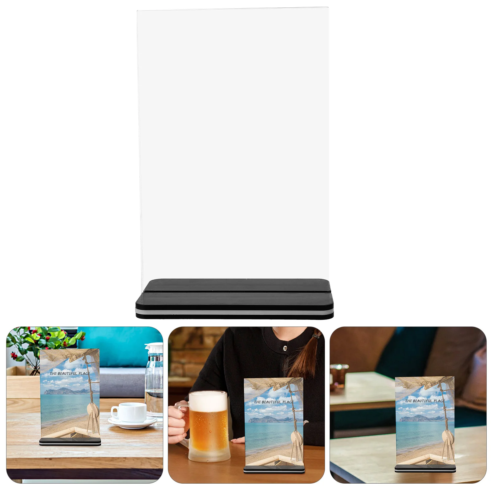 Display Board Acrylic Stands for Paper Poster Holder Shelf Shelves Menu Sign Table Top