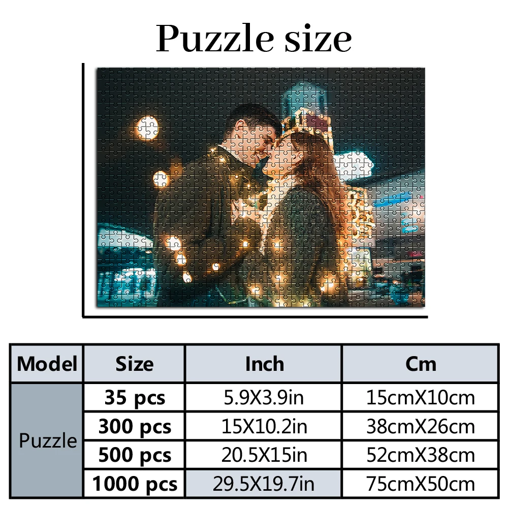 35/300/500/1000 Buah Puzzle Foto Kustom Yang Dipersonalisasi Foto Pemandangan Malam Pasangan Puzzle Foto Yang Dipersonalisasi untuk Pesta Liburan