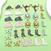 30pcs Western Cowboy Charms Alloy Western Horse, Cowboy Hat, Cowboy Boots, Bull Head Pendants for DIY Jewelry Making Accessories