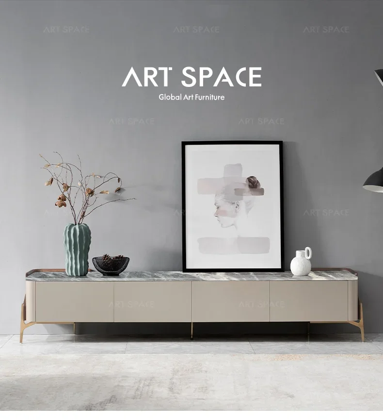 

Italian Modern Minimalist Mild Luxury Marble TV Cabinet Modern Minimalist Living Room Floor Cabinet Combination furniture