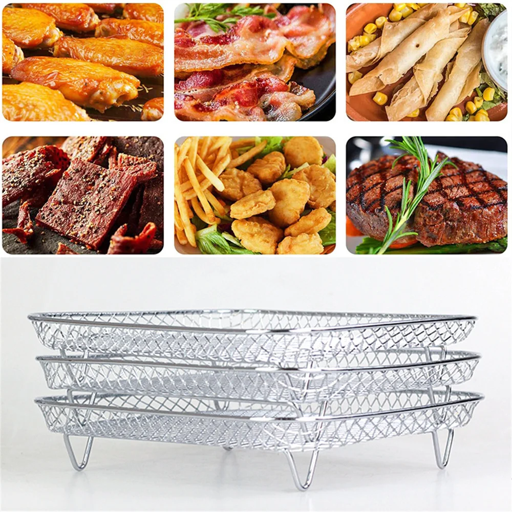 8 Inch Stainless Steel Air Fryer Rack For Stackable Steaming Roasting Racks Multi-Layer Dehydrator Rack Air Fryer Accessories images - 6