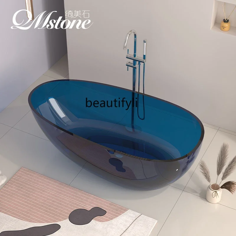 

45Qimeishi transparent bathtub Color crystal artificial stone Oval independent integrated resin bathtub