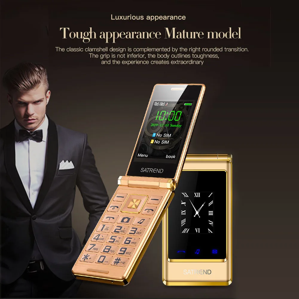 UNIWA A15 2G GSM Flip Phone Dual Screen Feature Mobile Phone With Large Button Cellphone Dual Sim Russian Keyboard for Senior