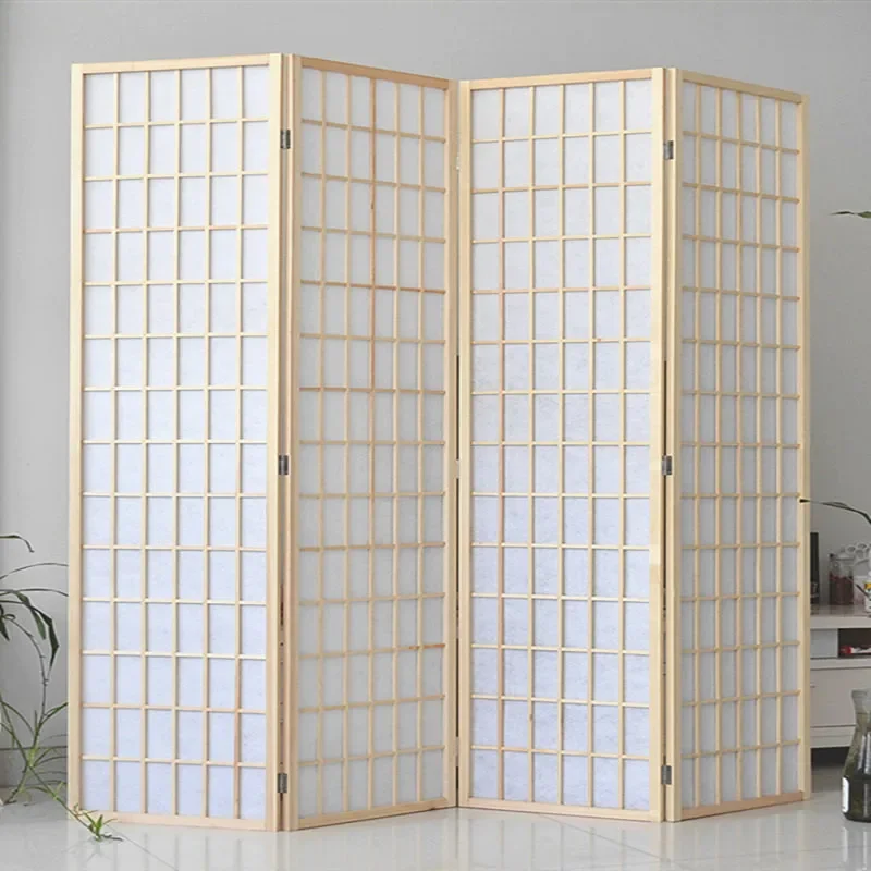 2020 factory direct sales, simple and modern solid wood folding living room, tea room, camphor grid background wall, screen