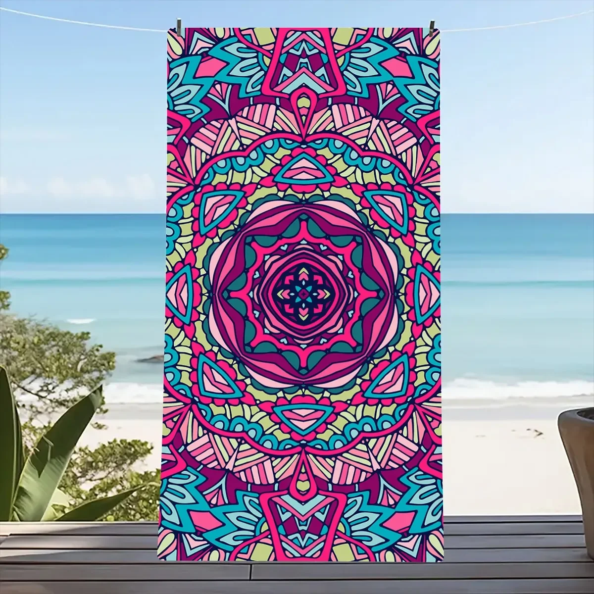 Mandala Pattern Microfiber Beach Towel Soft Absorbent Quick Drying Perfect For Swimming Camping And Bathing Decor