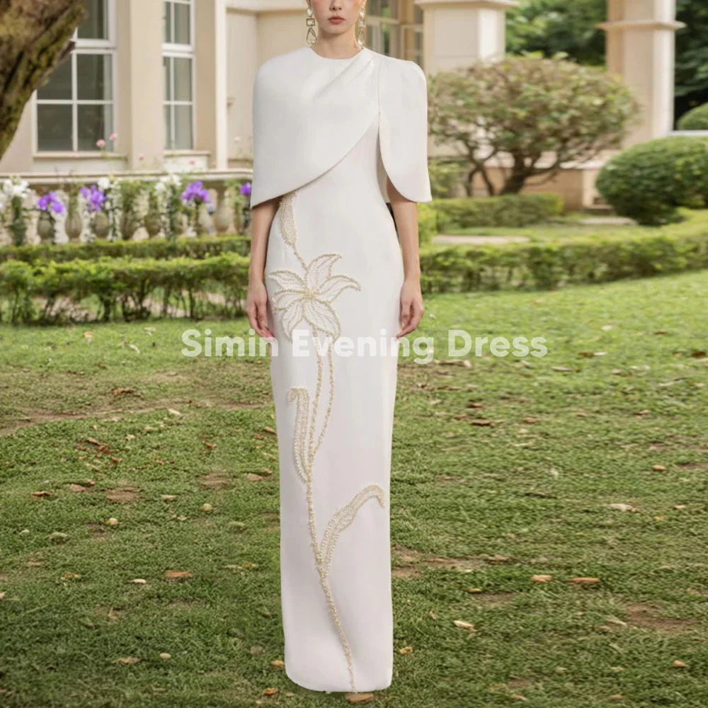 

Simin женские прямые вечерние платья с круглым вырезом и цветами, расшитые бисером, элегантные платья без рукавов с шалью длиной до пола, 2025