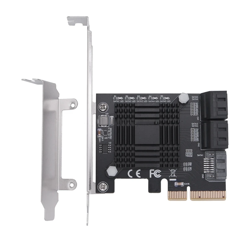 PCIE To 5-Port SATA III 6 Gbps SATA Controller Expansion Card JMB585 Computer Chassis Adapter Card