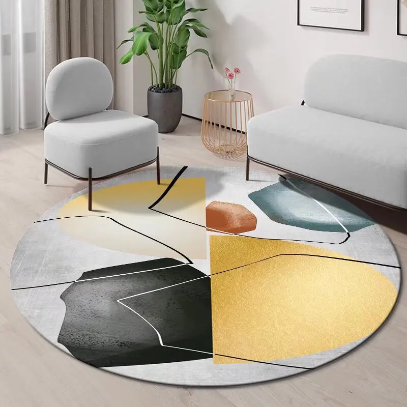 Nordic Abstract Decorative Round Rug for Living Room INS Light Luxury Lounge Bedroom Carpet Easy Cleaning Coffee Tables Mat 러그