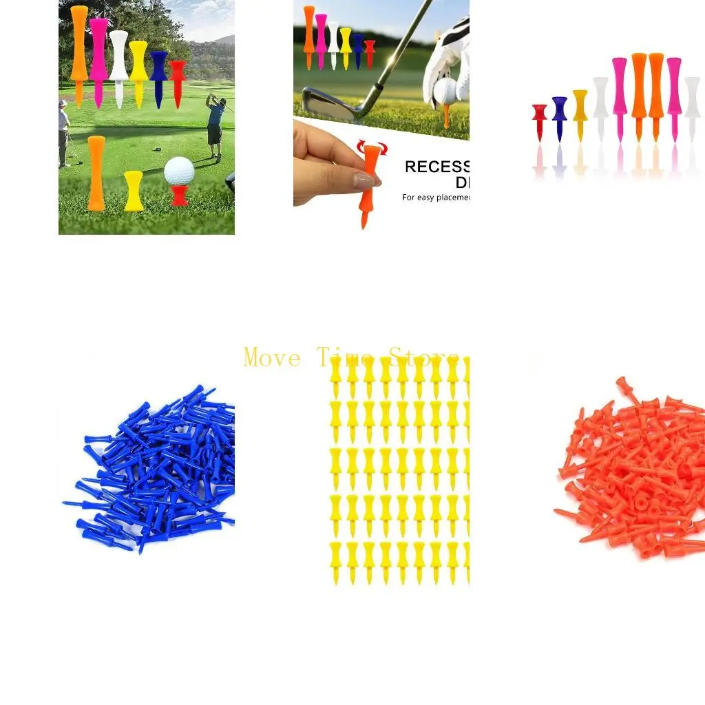 92ME 50Pcs/lot Golf-Tees Plastic Step Down Unbreakable 70/57/51/45/38/32mm Colored Golf-Tees Long Short for Golfers Practice