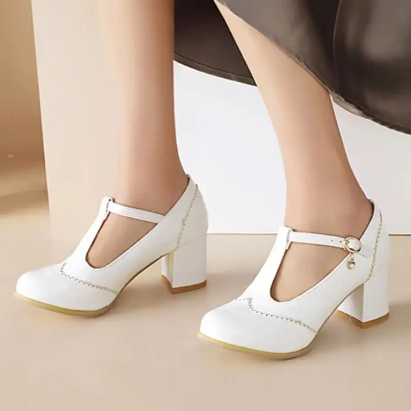 

Элегантные белые, черные женские туфли-лодочки на высоком каблуке, туфли Мэри Джейн, большой размер 48, вечерние офисные свадебные модельные туфли, женские удобные туфли