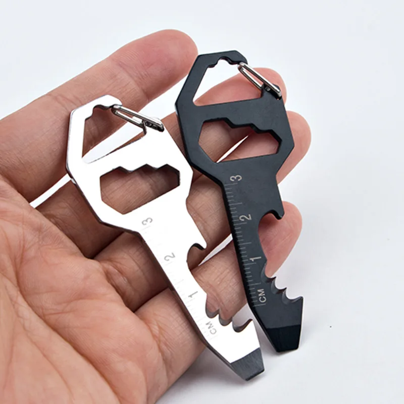 Multitools EDC Stainless Steel Keychain, Outdoor Survival Gear Gadget, Bottle Opener, Multi Pocket Tool, Pendant Keyring