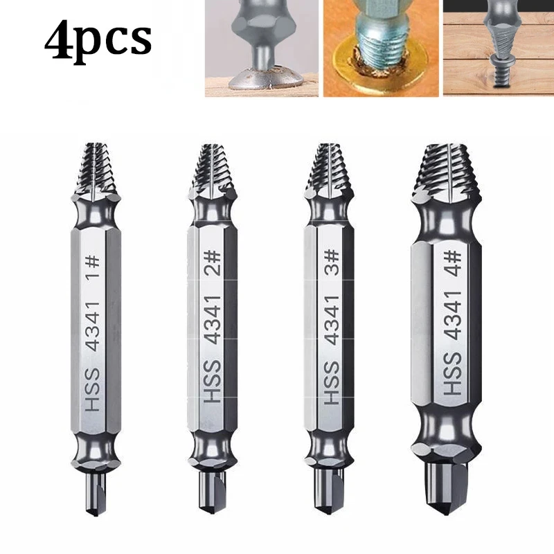 

Набор из 4 шт., экстрактор поврежденных винтов, набор центральных сверл, деревообрабатывающие инструменты, экстрактор сломанных болтов, болты, экстрактор для удаления винтов