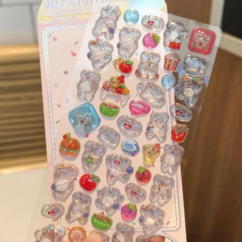 Embossed Animal Sticker Adhesive PVC Resin Sticker For Kids Art Craft Water Bottle Notebook Journal Phone Case Laptop K92C