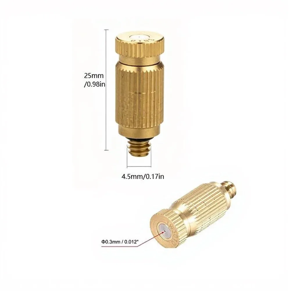 10 Pack 0.012 Orifice Brass Misting Nozzles High Pressure for Outdoor Cooling Systems Easy 10-24 Thread Install