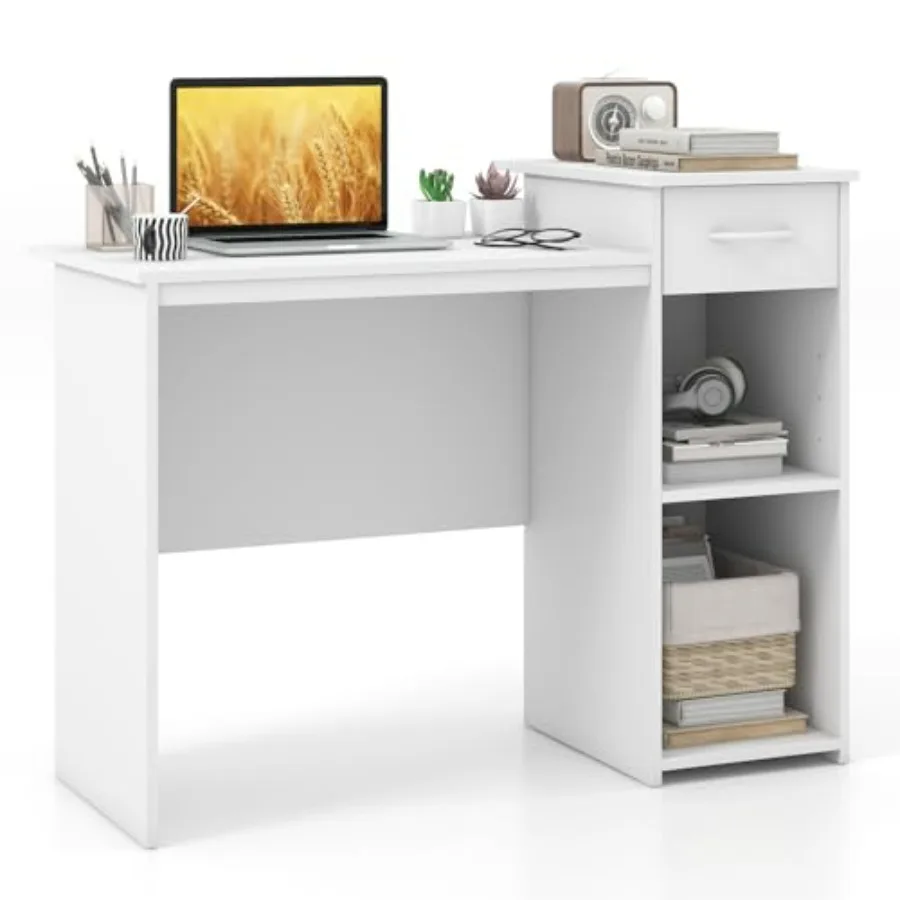 

Computer Desk with Storage Home Office Desk with Drawer Adjustable Shelf Modern Laptop PC Desk with Cable Hole Compact Writing
