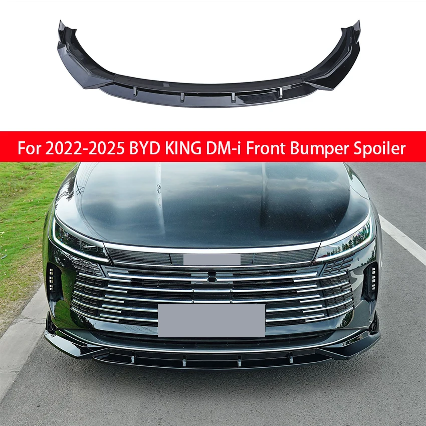 

For BYD KING DM-i‌ Bright black Carbon Fiber Pattern Car Front Bumper Lip Spoiler Splitter Trim Accessories 2022 2023 2024 2025