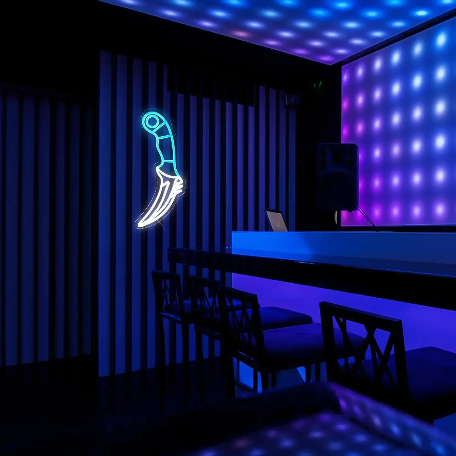 มีดนีออน LED, ปากการูปหัวใจเกม CS-GO ตกแต่งผนังของขวัญ, hiasan kamar เกม, hiasan kamar อยู่อาศัย, ของขวัญมนุษย์ถ้ำ