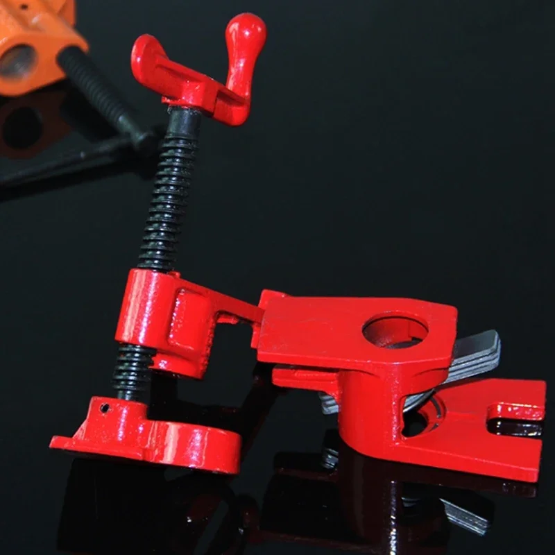 Wood Gluing Pipe Clamp Wide Base Iron Wood Metal Clamp Set 3/4inch 1/2inch Heavy Duty Woodworking Pipe Clamp Quick Release