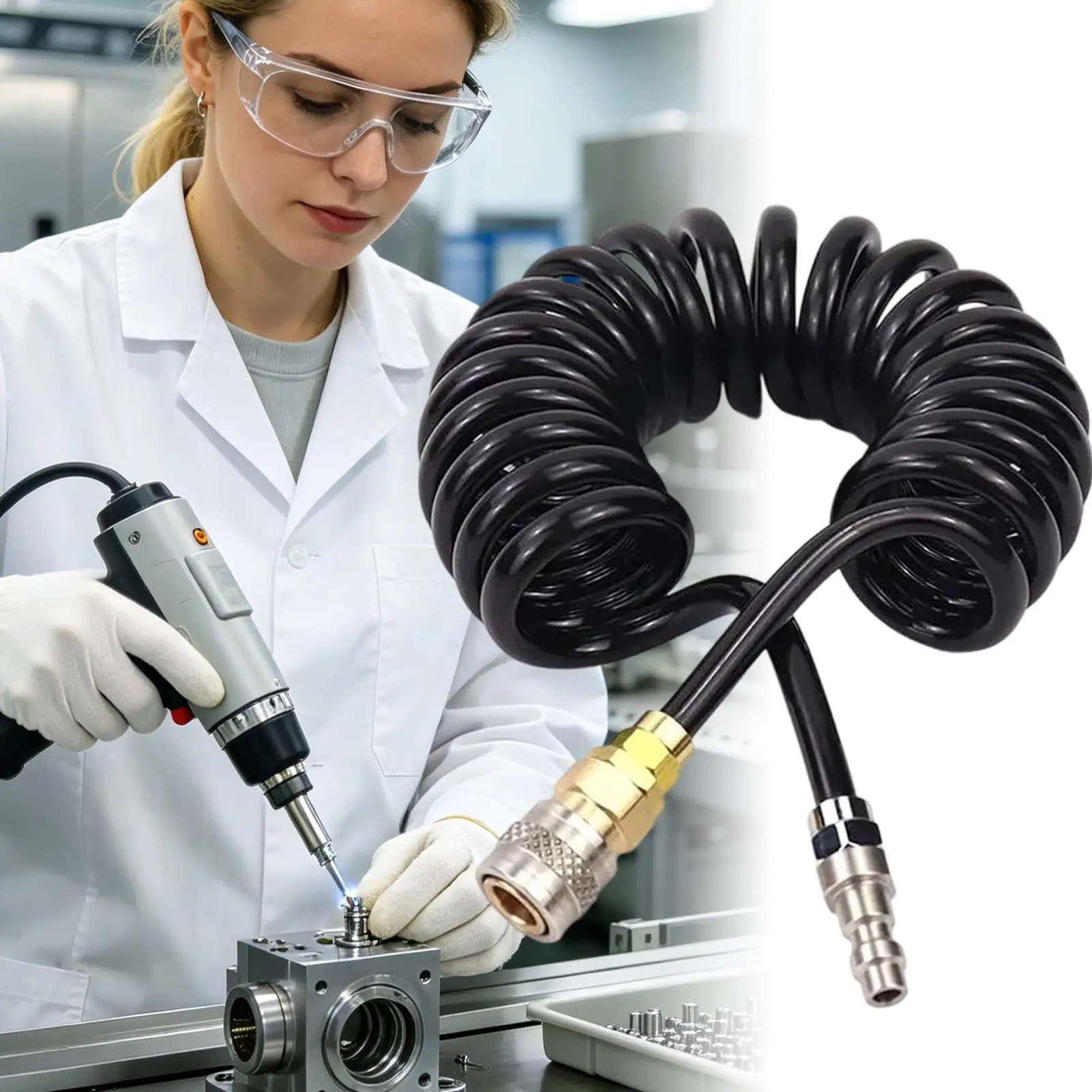 Air Hose 3 Meters Quick Connect High Pressure Transmission Line 150PSI Air Line For Workshop Home Repair Garden Outdoor