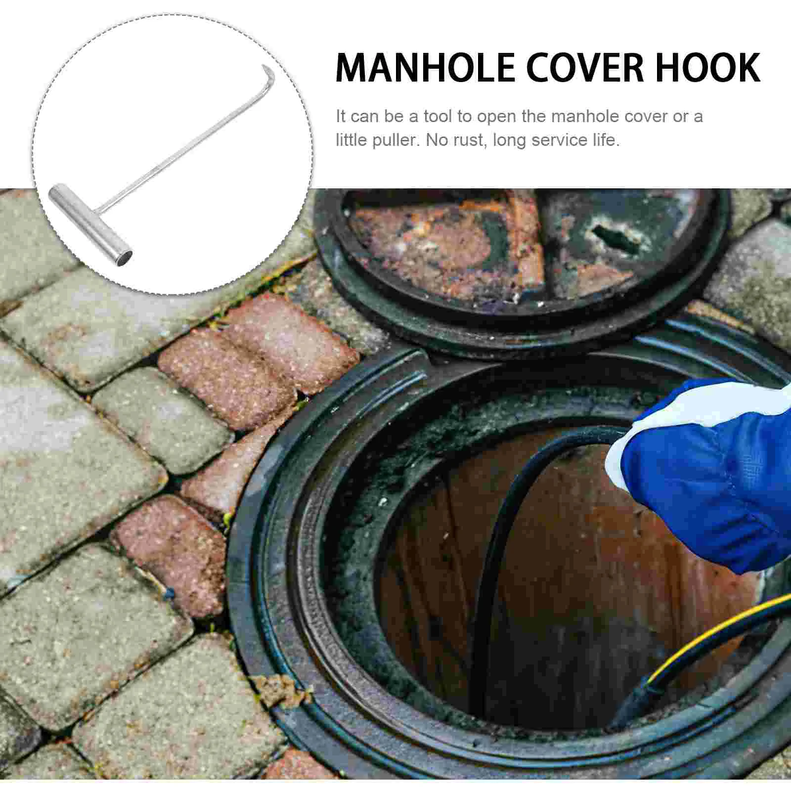 Manhole Cover Hook Plumbing Hand Tools Lifting Puller Lifter Stainless Steel Moving Heavy Duty Hooks