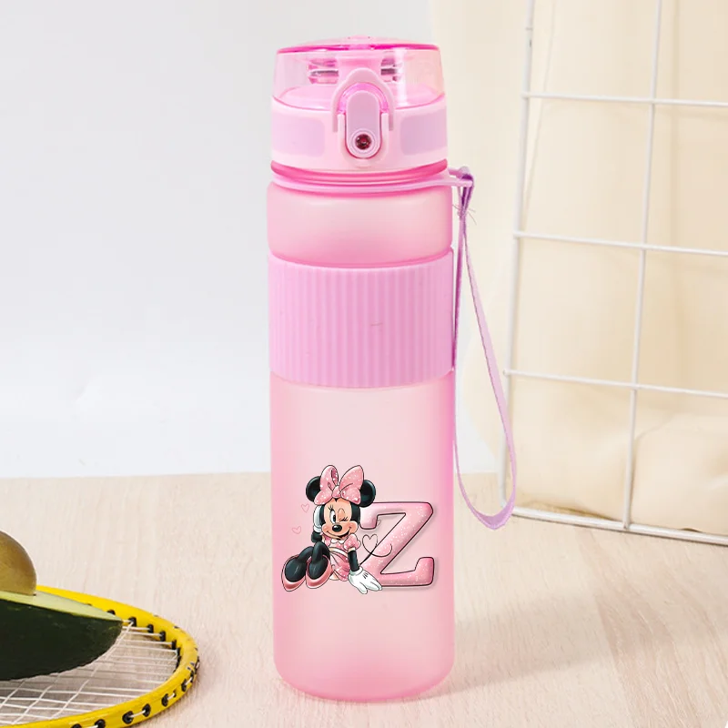 550ML 미니 미키 마우스 귀여운 물병 만화 애니메이션 패턴 편지 A-Z 야외 서리로 덥은 스포츠 병 생일 파티 선물