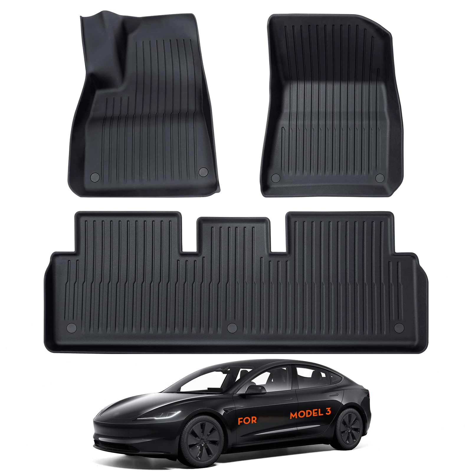 CNTSLNB Floor Mats for Tesla for Model 3, Premium All Weather Anti-Slip Waterproof Interior Accessories, Compatible with Model 3