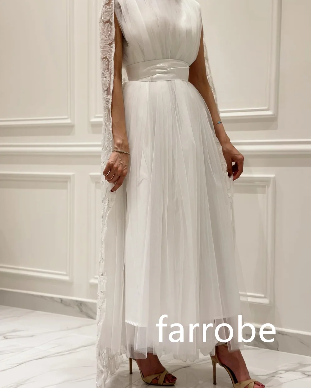 Dostępne niestandardowe rozmiary Plisowana siateczka Linia A O-Neck Sukienki midi Suknie balowe Klasyczny wykwintny nowoczesny styl Pastrol Unisex Casua