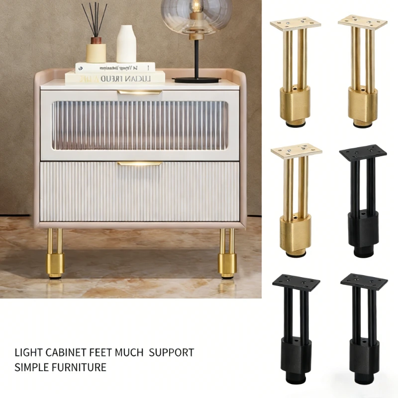 Metal Furniture Legs Adjustable Hardware Aluminum Bathroom Cabinet Legs Home Decoration TV Wardrobe Dressing Table Feet