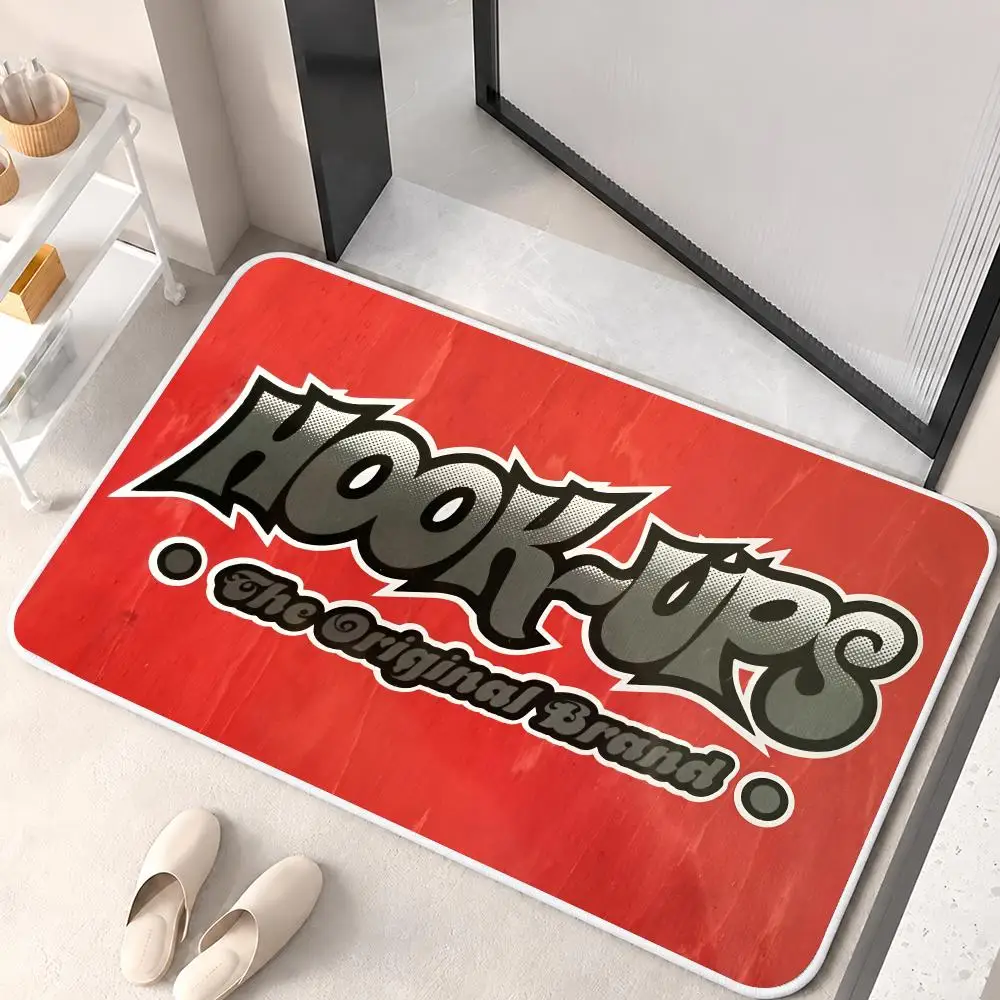 H-Hook Ups Hip-hop Skateboards Floor Mat Flannel Rug Soft Non Slip Door Mat For Bathroom Bedroom Kitchen Living Room Home Decor