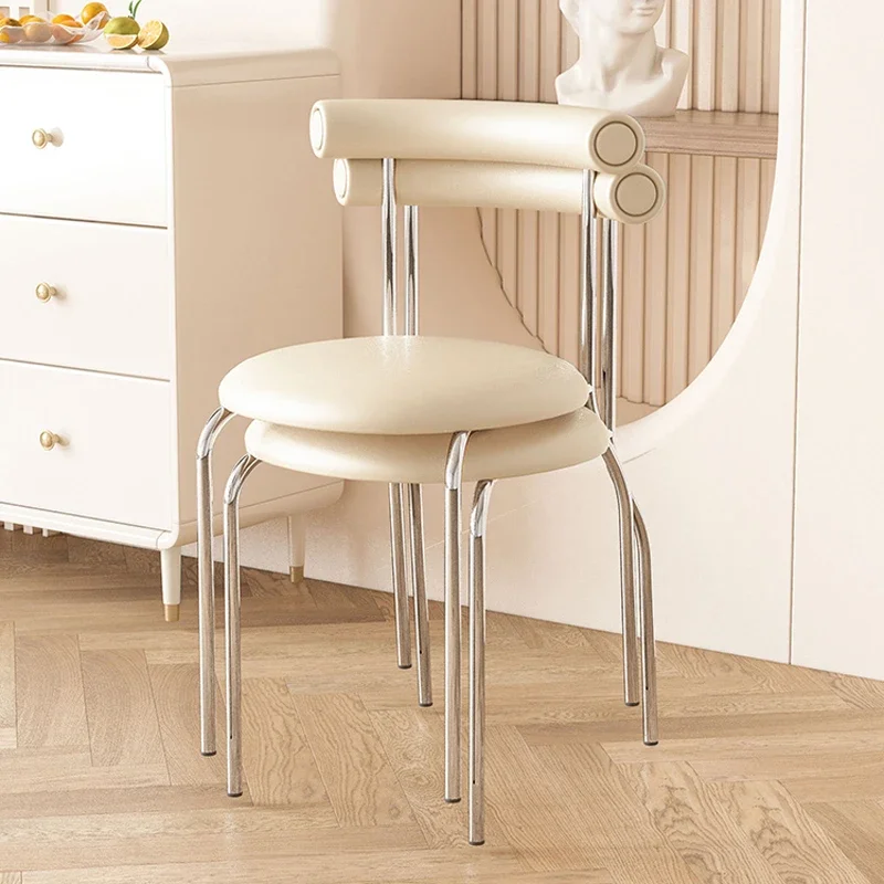 كريم نمط ضوء كرسي طعام فاخر Ins القرون الوسطى المنزل الحديث مقهى كرسي خمر الشمال مسند الظهر كرسي غرفة نوم ماكياج كرسي #3