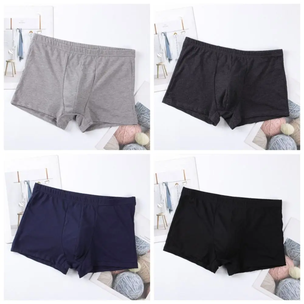 

5PCS Comfortable Loose Cotton Boxer Briefs Panties Mid Waist Underwear for Men Lingerie Simple Shorts Underpants Gifts