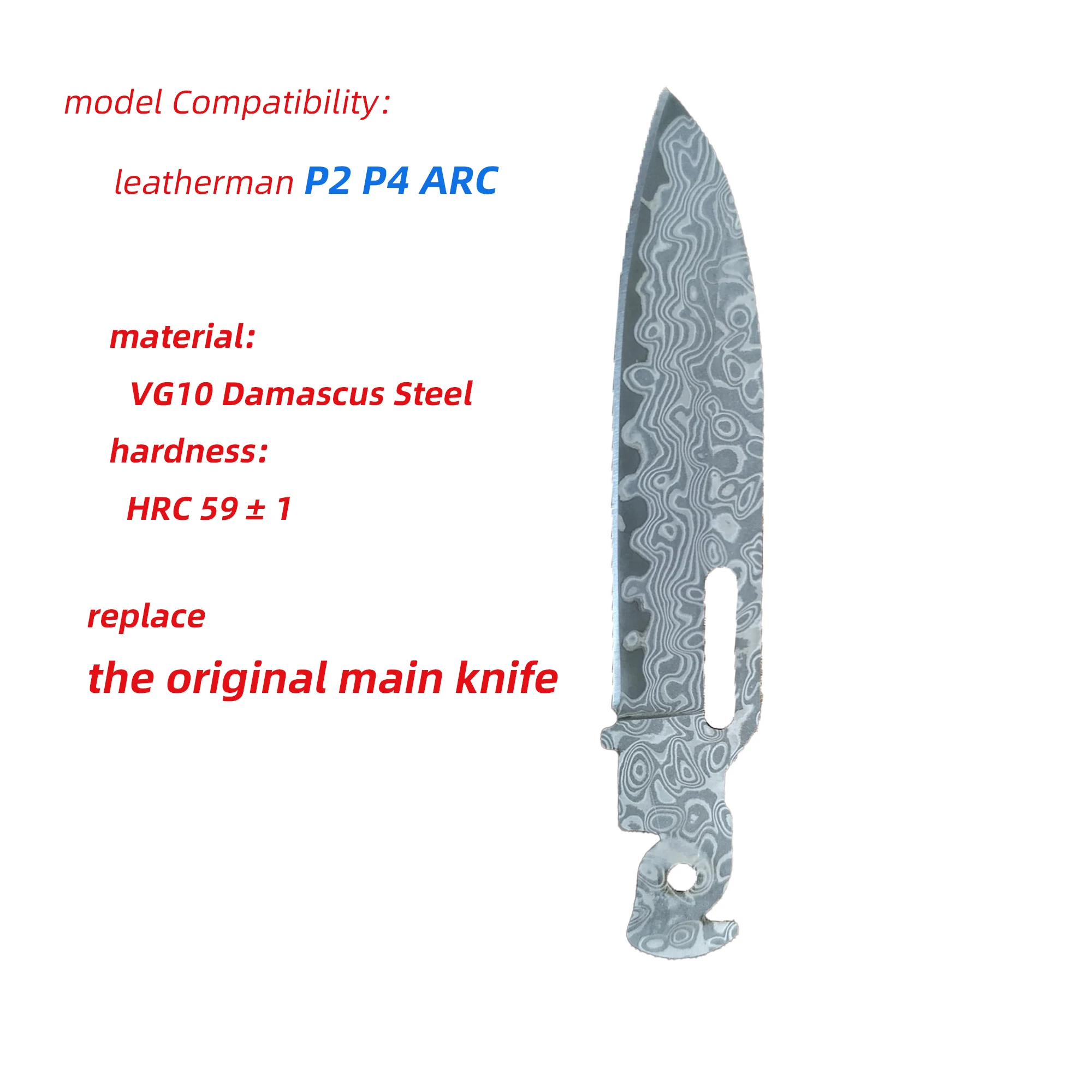 1 piece VG10 Damascus Steel Replacement part Knife For leatherman P2 P4 ARC DIY Accessories