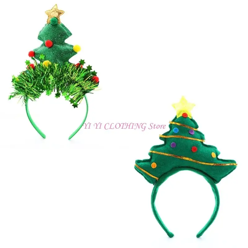N5KF عصابات رأس عيد الميلاد المصنوعة من القماش القابل لإعادة الاستخدام للأطفال والكبار لتزيين تجمعات الأسرة