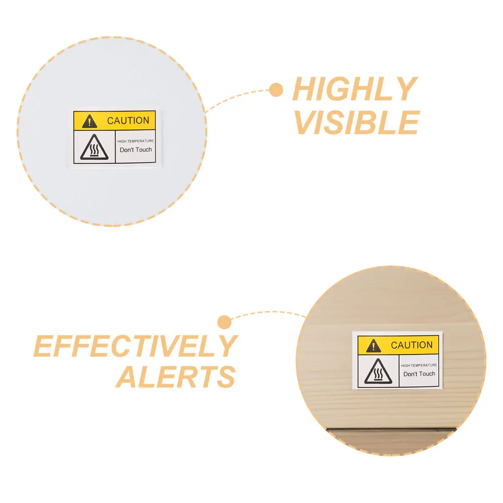 5 Sheets Hot Warning Labels High Temperature Resistant Stickers Safety Markings for Equipment Surfaces Do Not Touch Alert