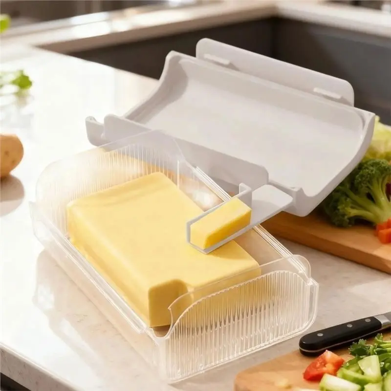 B08B-For Design Butter Box With Built-In Cutter And Airtight Lid, Leak-Proof Storage For Butter And Cheese Containers