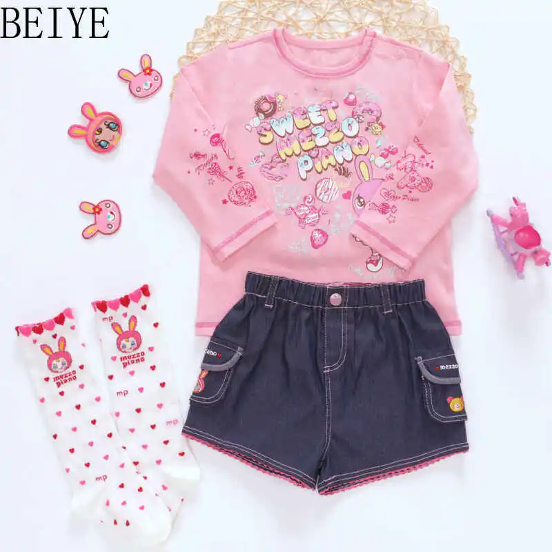 kids long sleevest-shirt for girl spring autumn cartoon sweet printing bottom shirt kawaii tees crew neck Children's T-Shirts