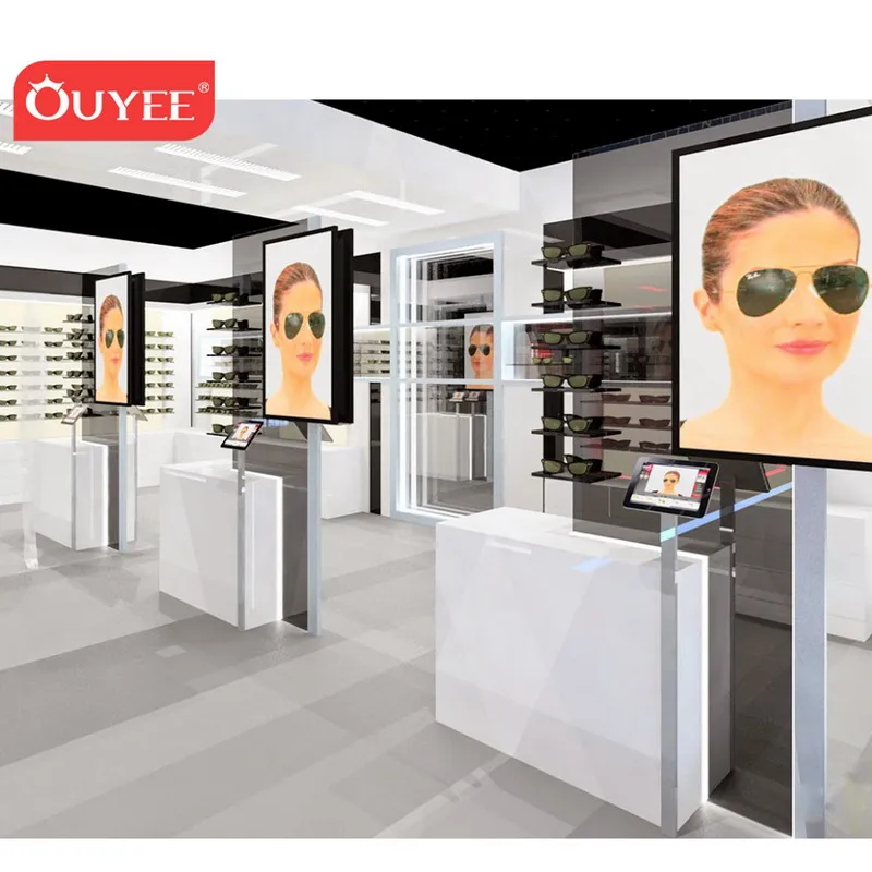 Customized-Modern Optical Shop Design Layout Eyewear Showcase Optical Shop Display Showcase