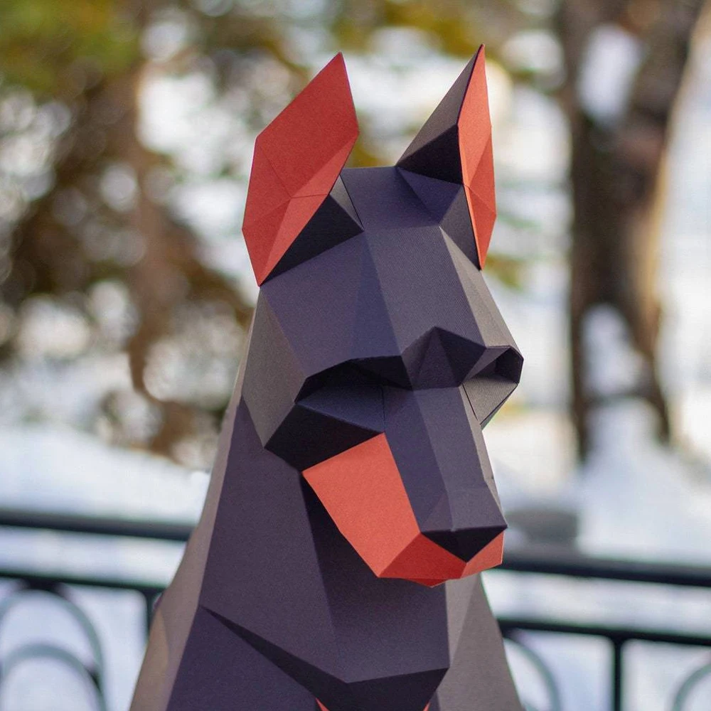 100 سنتيمتر عالية الأسود Doberman الكلب ثلاثية الأبعاد الحيوان النحت Doberman ورق كرافت غرفة نوم غرفة المعيشة اليدوية لتقوم بها بنفسك نموذج اوريغامي